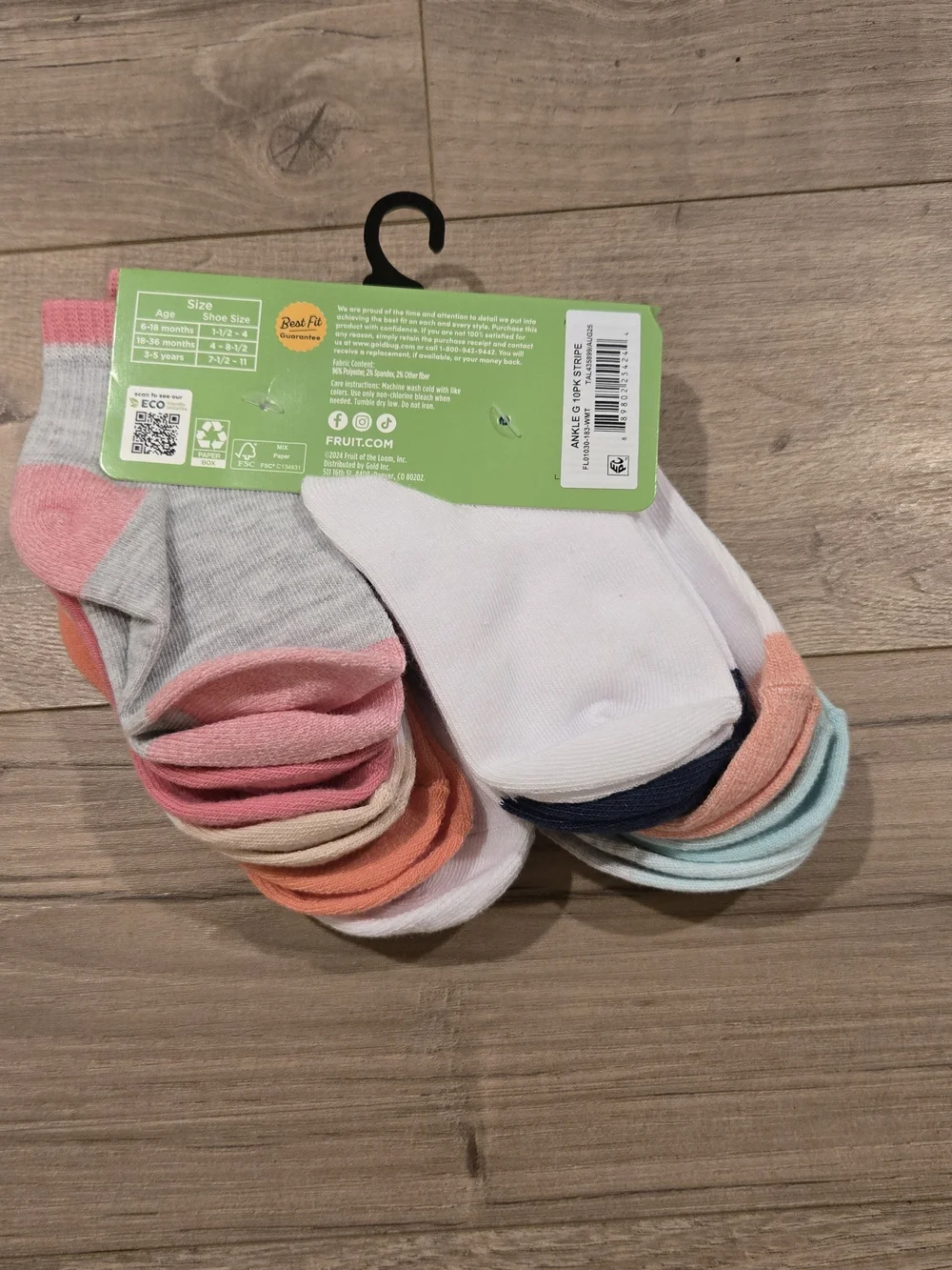 Fruit of the Loom Toddler Ankle Socks 10 Pack Assorted Size 18-36M NEW